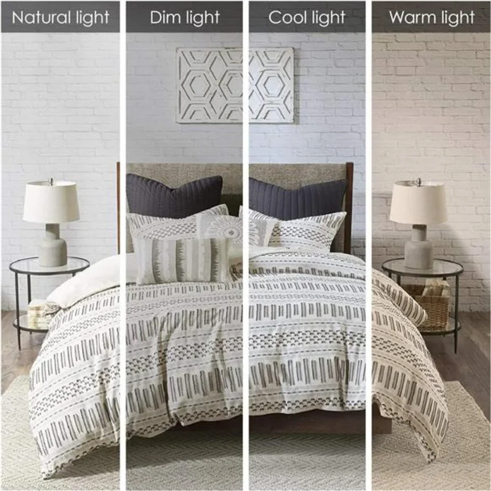 Luxurious Cotton-Bedding Set - Mid Century Trendy Geometric Design, All Season